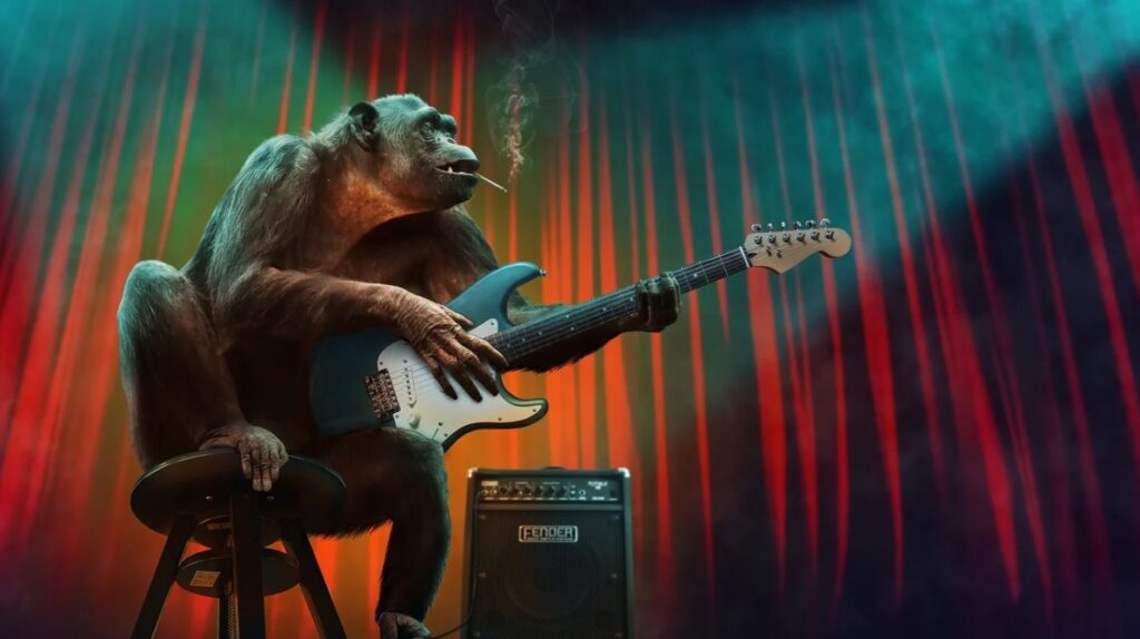 Monkey plays guitar